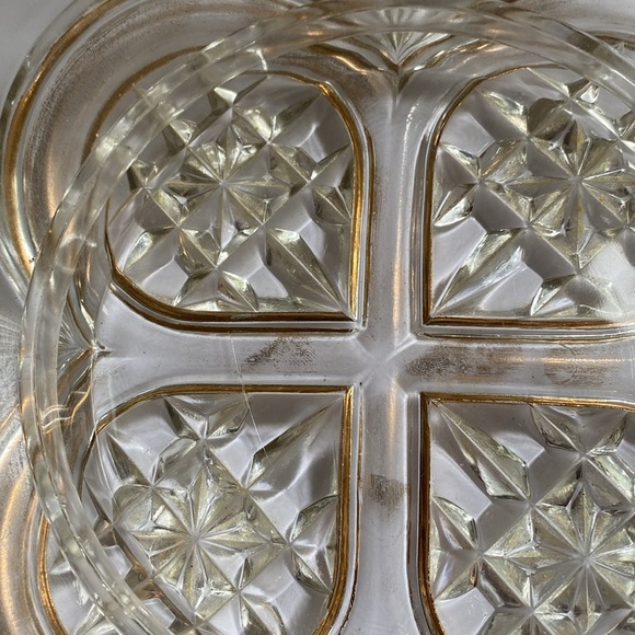 Vintage heavy cut glass covered fish. Gold gold trim - Picture 4 of 12